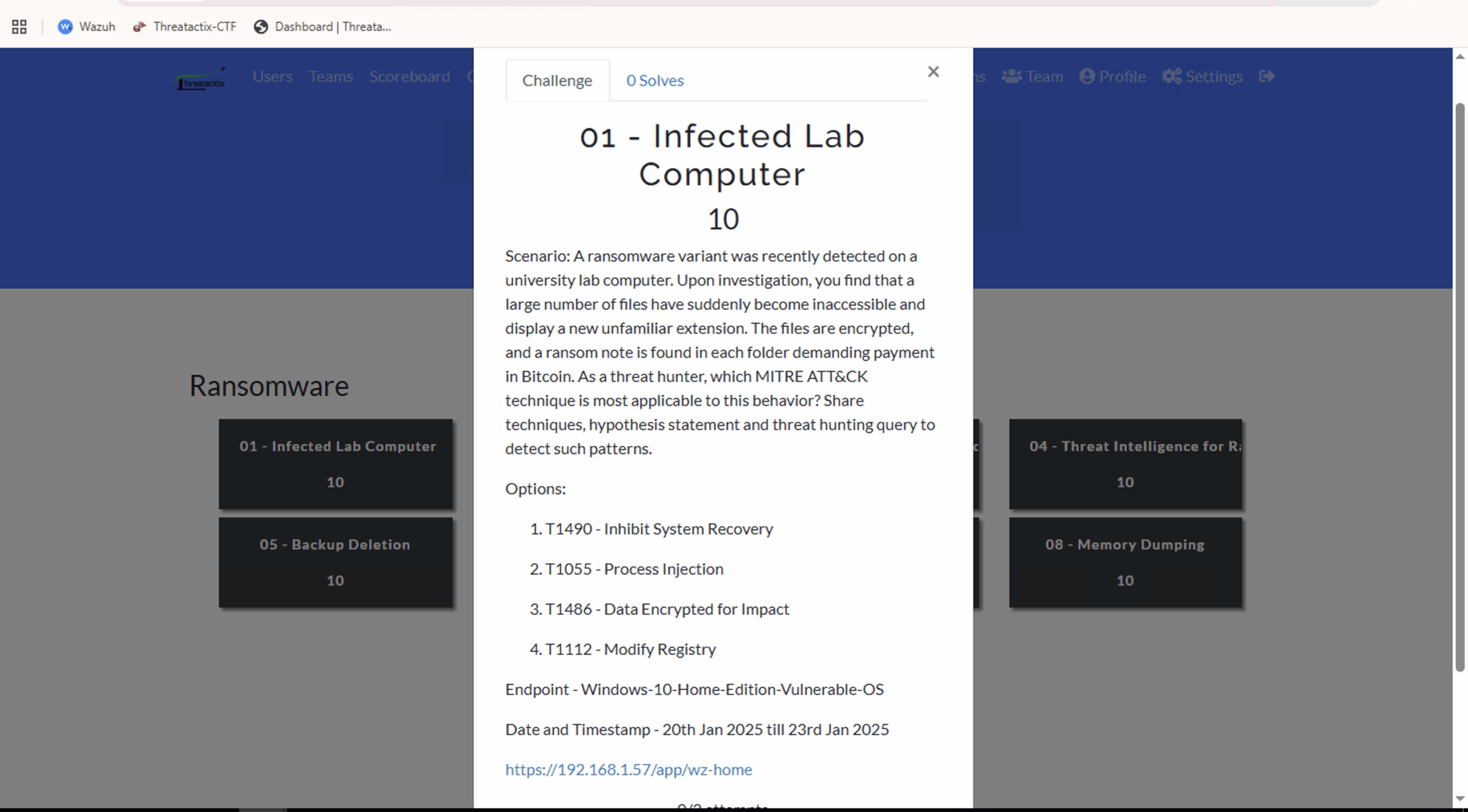 Threatactix ransomware CTF lab